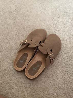 Shein Clogs Size 10W Brown Buckle Mules Slide Sandals